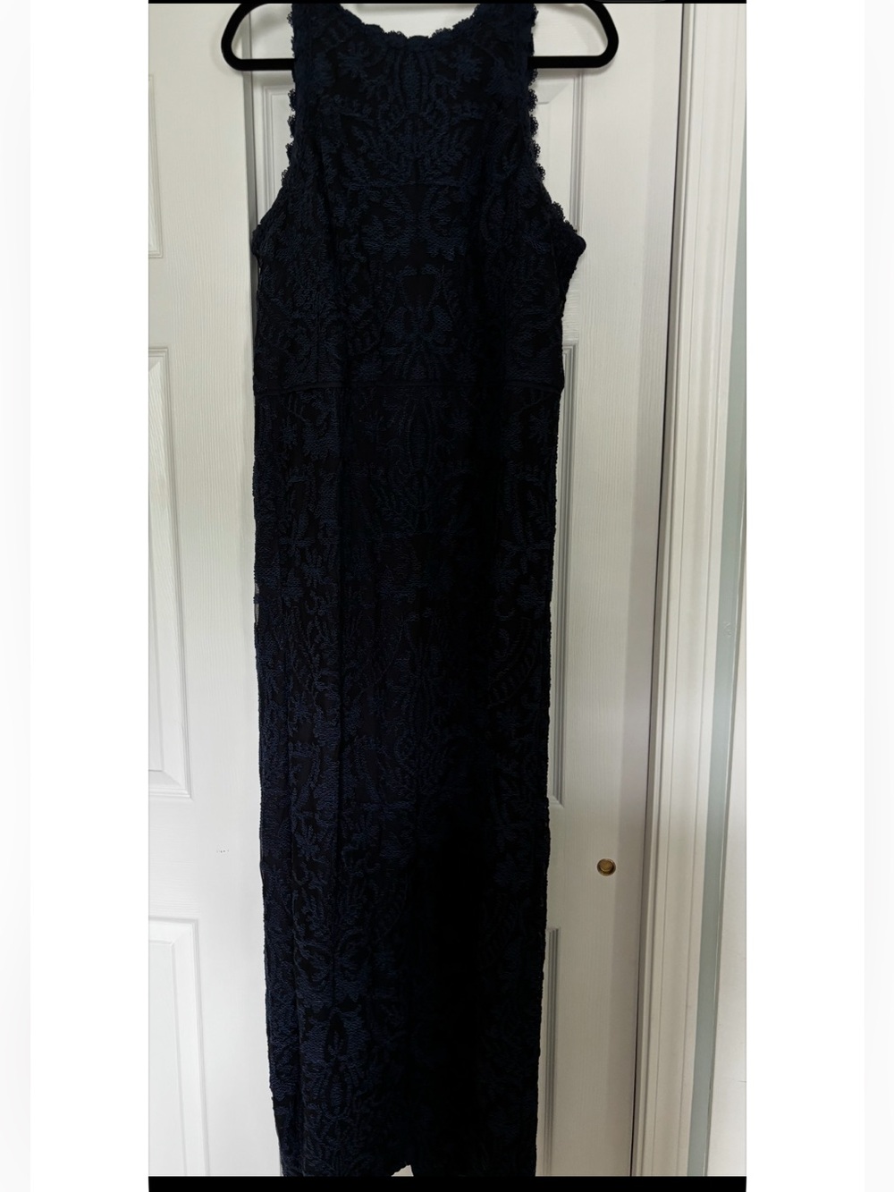 JS Collections Navy Blue Lace-Trim Robe